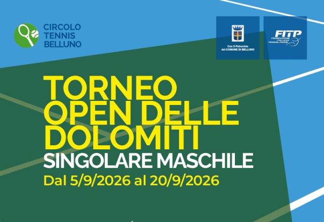 Torneo Open delle Dolomiti 2026, sui campi dal 5 settembre